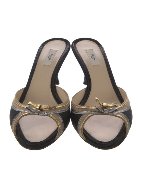 Prada Leather Striped Slides