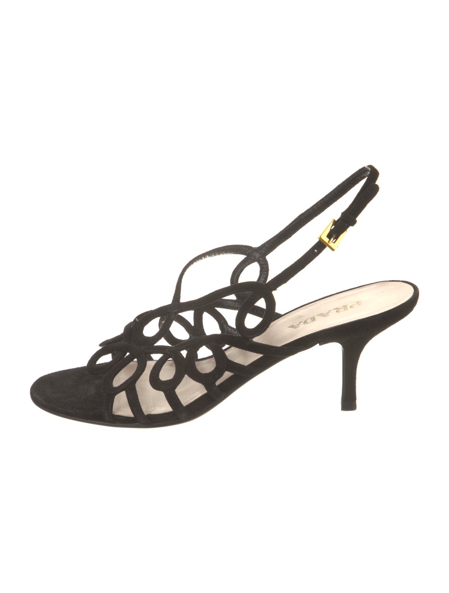 Prada Suede Cutout Accent Slingback Sandals