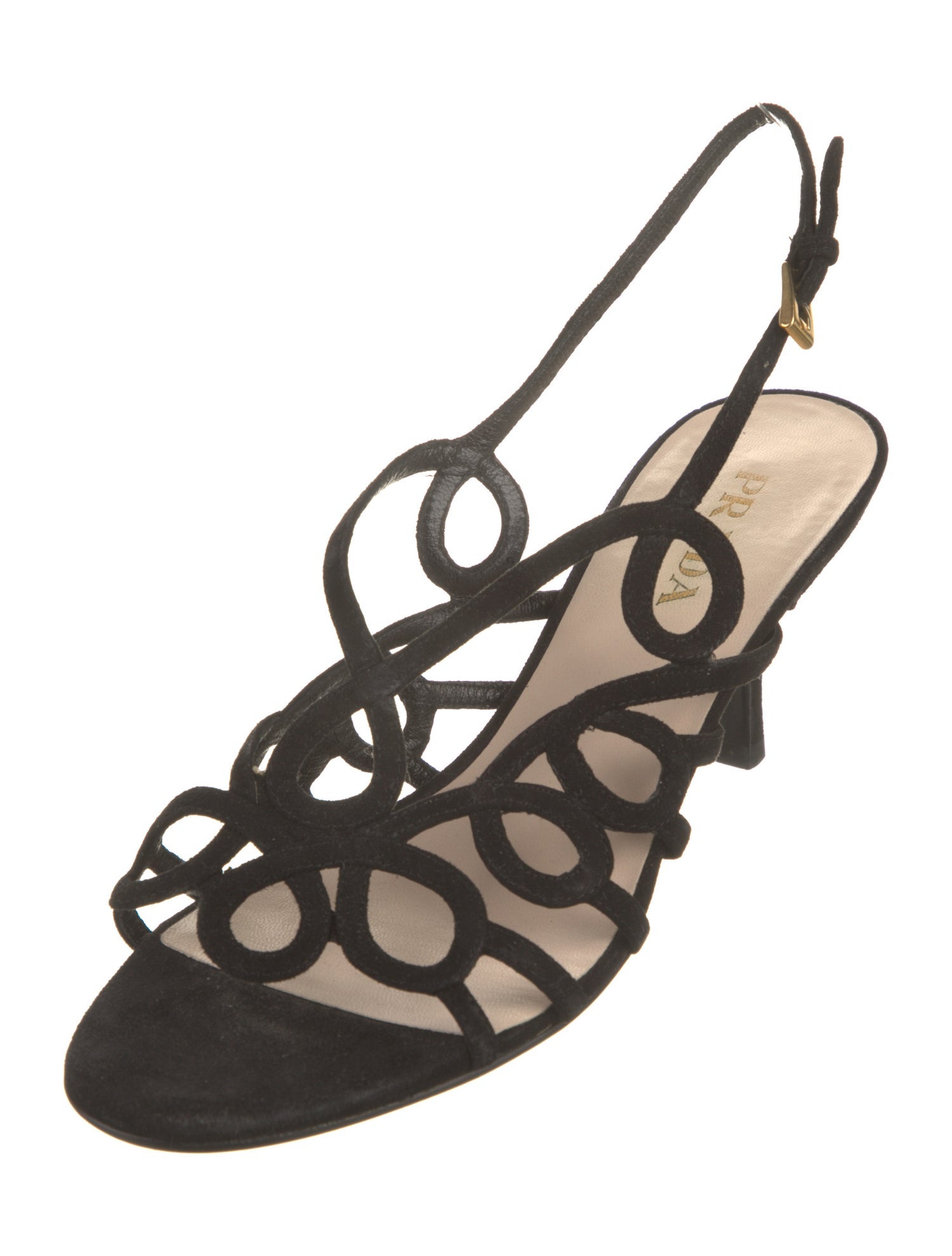 Prada Suede Cutout Accent Slingback Sandals