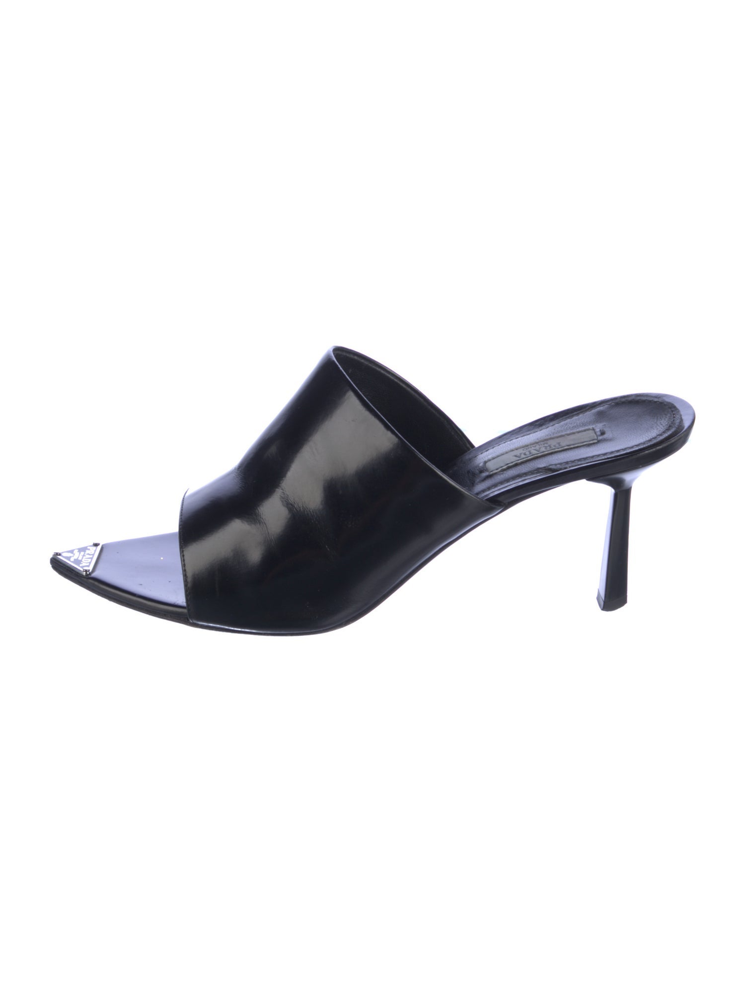 Prada Leather Embroidered Accent Slides