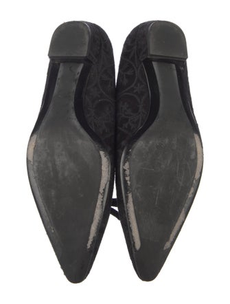 Prada Suede Embroidered Accent Flats