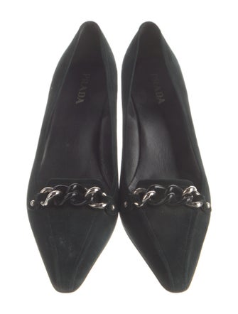 Prada Suede Chain-Link Accents Pumps