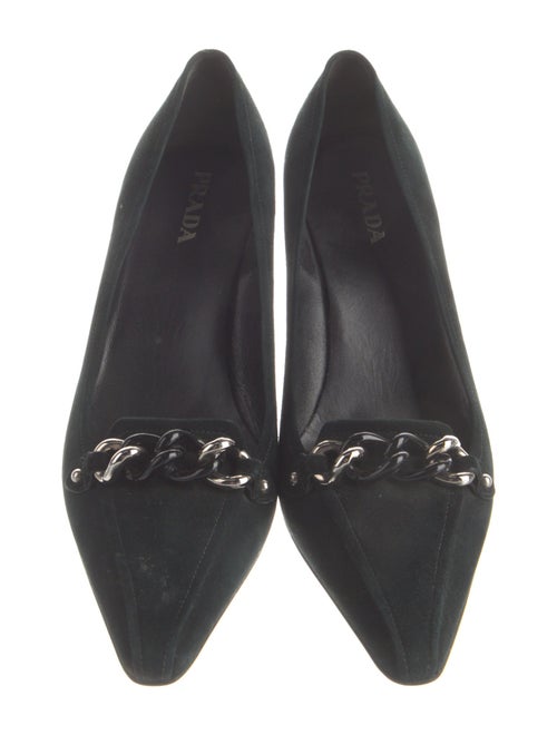 Prada Suede Chain-Link Accents Pumps