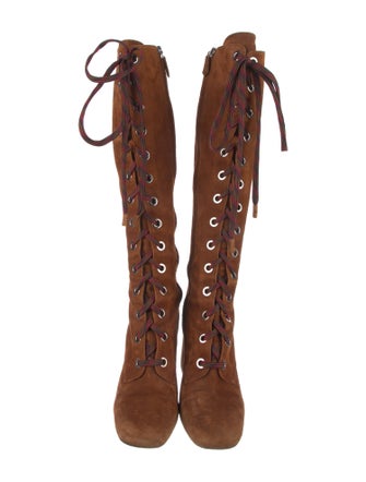 Prada Suede Lace-Up Boots