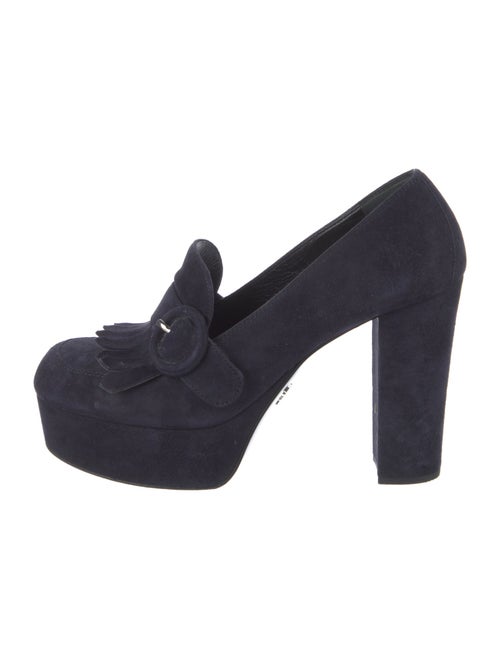 Prada Suede Fringe Trim Accent Pumps