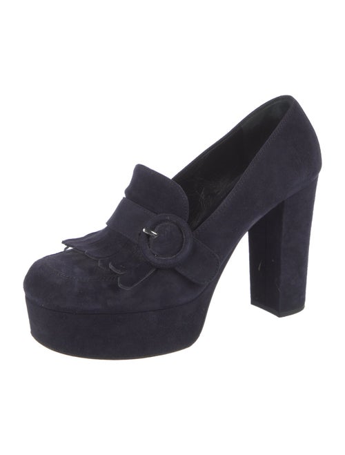 Prada Suede Fringe Trim Accent Pumps