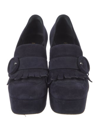 Prada Suede Fringe Trim Accent Pumps