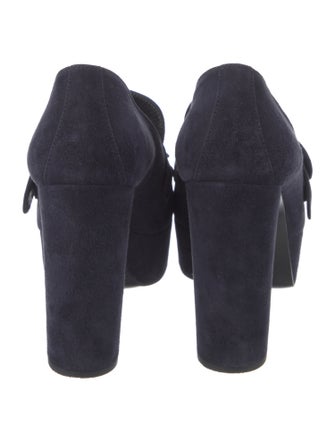 Prada Suede Fringe Trim Accent Pumps