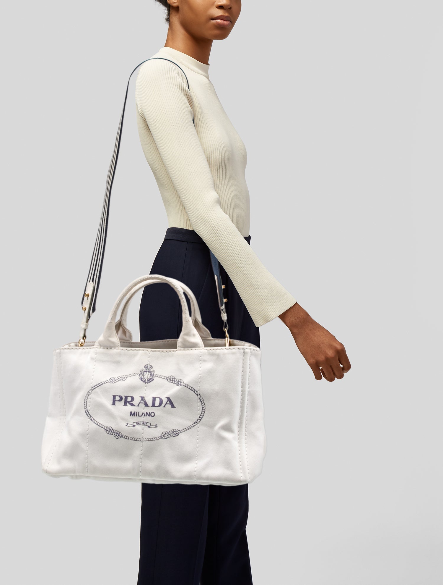 Prada Enameled Metal Triangle Shoulder Bag