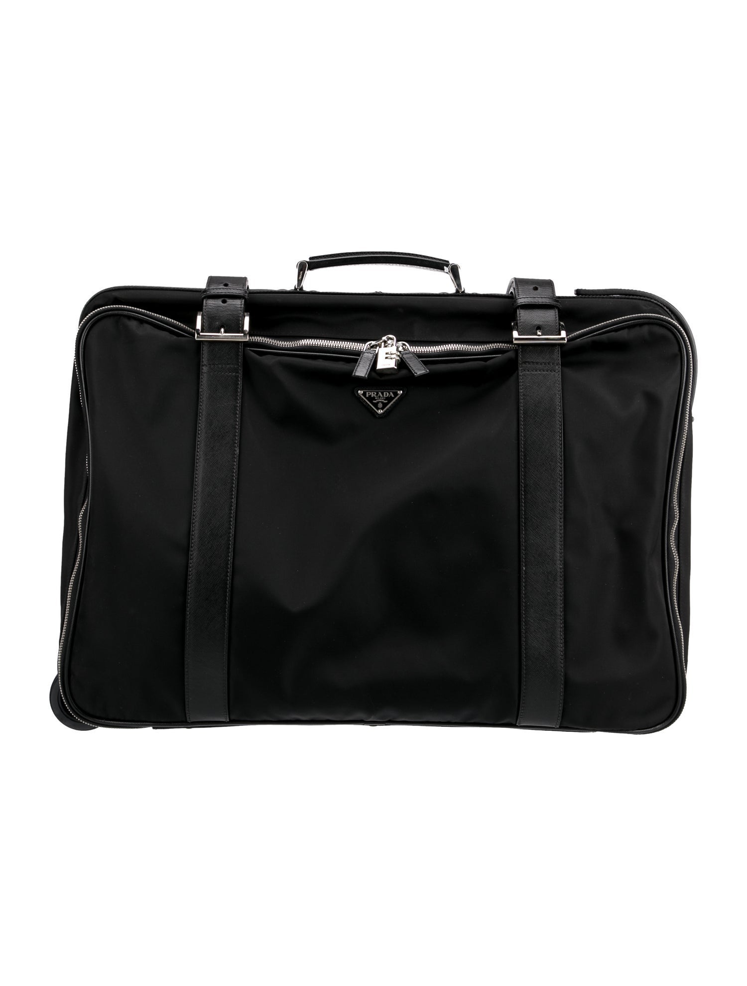 Prada Saffiano-Trimmed Tessuto Suitcase