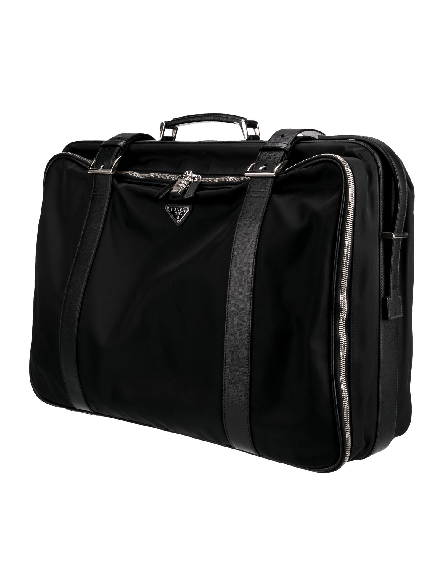 Prada Saffiano-Trimmed Tessuto Suitcase