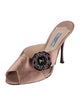 Prada Satin Crystal Embellishments Slides