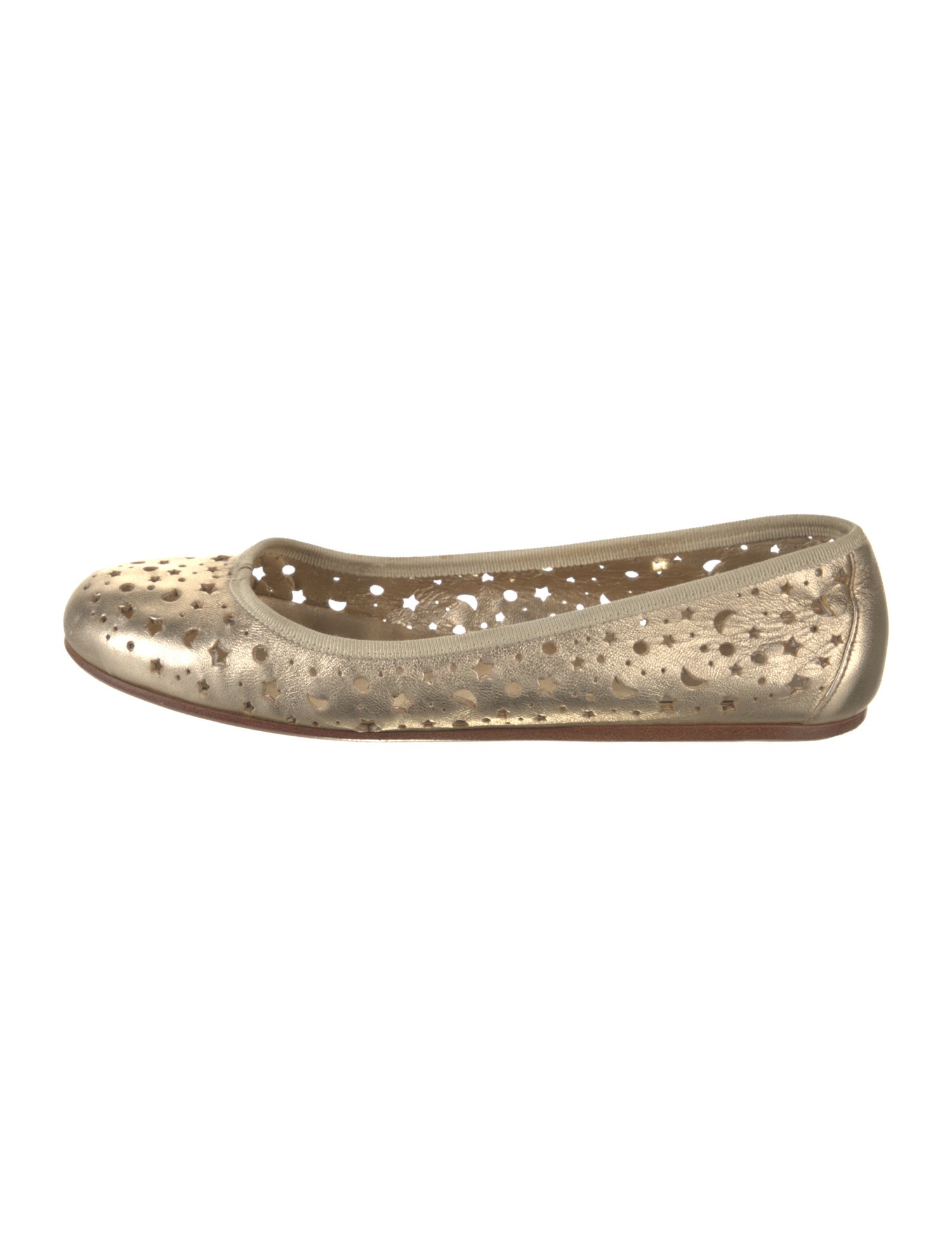 Prada Leather Lasercut Accents Ballet Flats