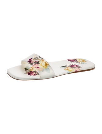 Prada Leather Floral Print Slides