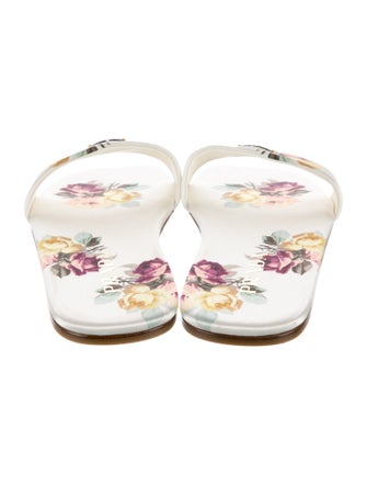 Prada Leather Floral Print Slides