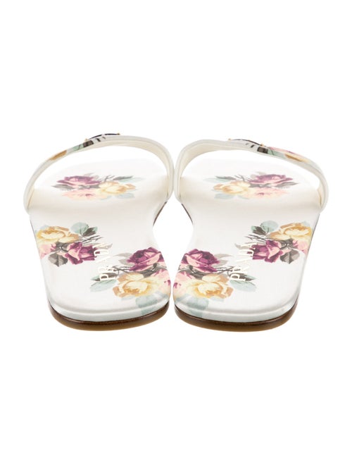 Prada Leather Floral Print Slides