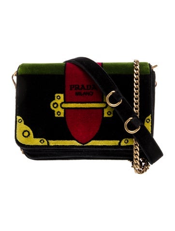 Prada Shoulder Bags Velvet Cahier Chain