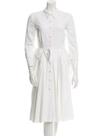 Prada Long Sleeve Pleated Dress