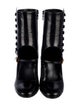 Prada Leather Ruffle Embellishment Lace-Up Boots