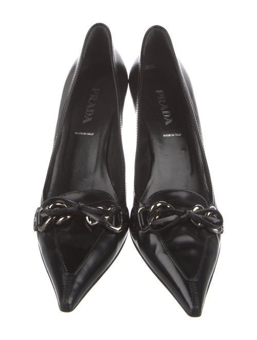 Prada Leather Chain-Link Accents Pumps
