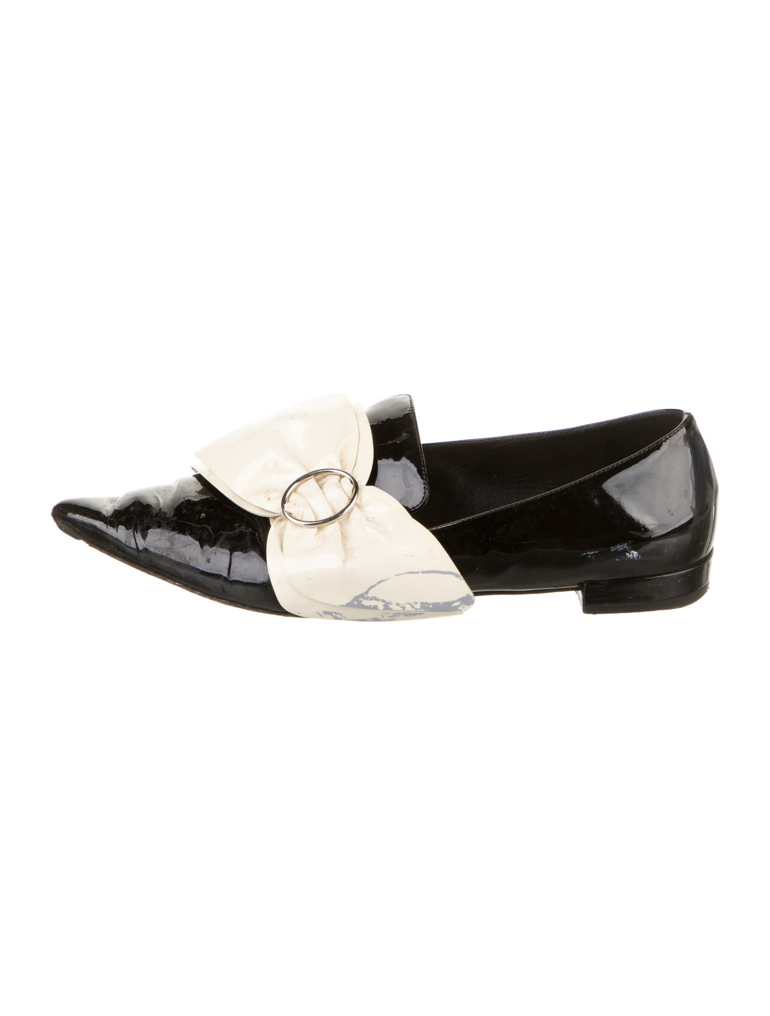 Prada Patent Leather Colorblock Pattern Mary Jane Flats