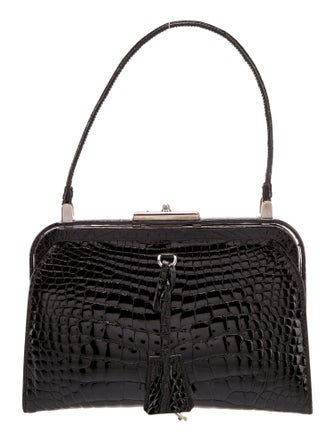 Prada Enameled Metal Triangle Top Handle Bag