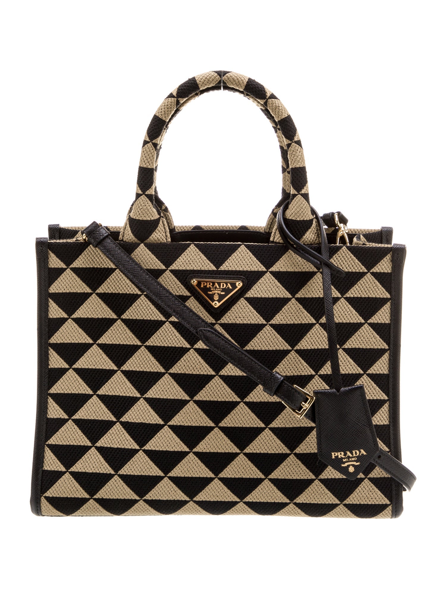 Prada Enameled Metal Triangle Shoulder Bag Small