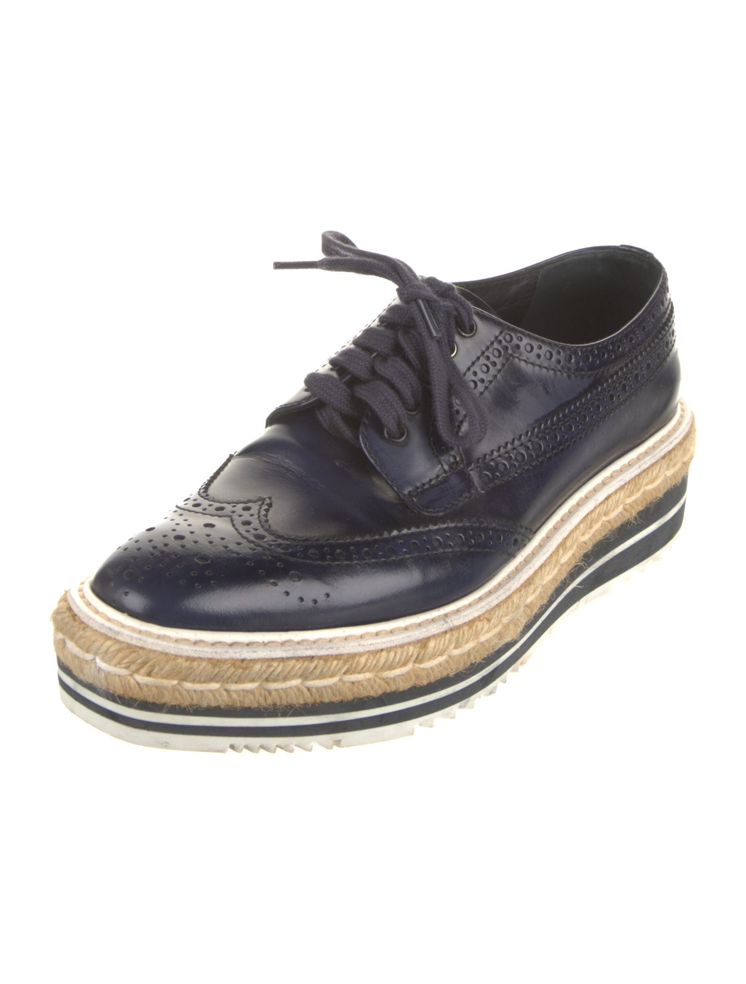 Prada Leather Lasercut Accents Oxfords