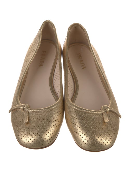 Prada Leather Bow Accents Ballet Flats