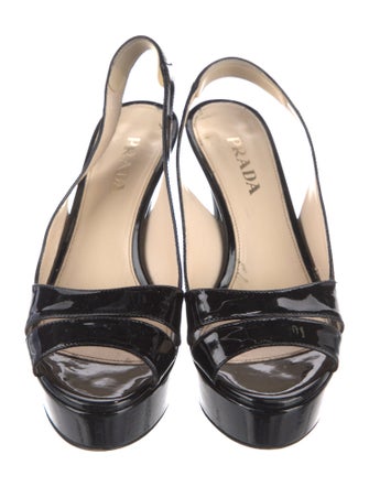 Prada Patent Leather Slingback Sandals
