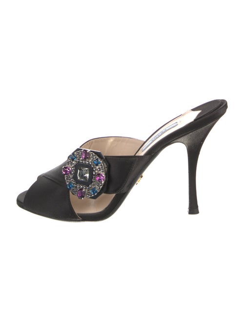 Prada Satin Crystal Embellishments Slides