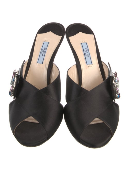 Prada Satin Crystal Embellishments Slides