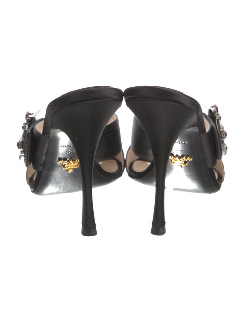 Prada Satin Crystal Embellishments Slides