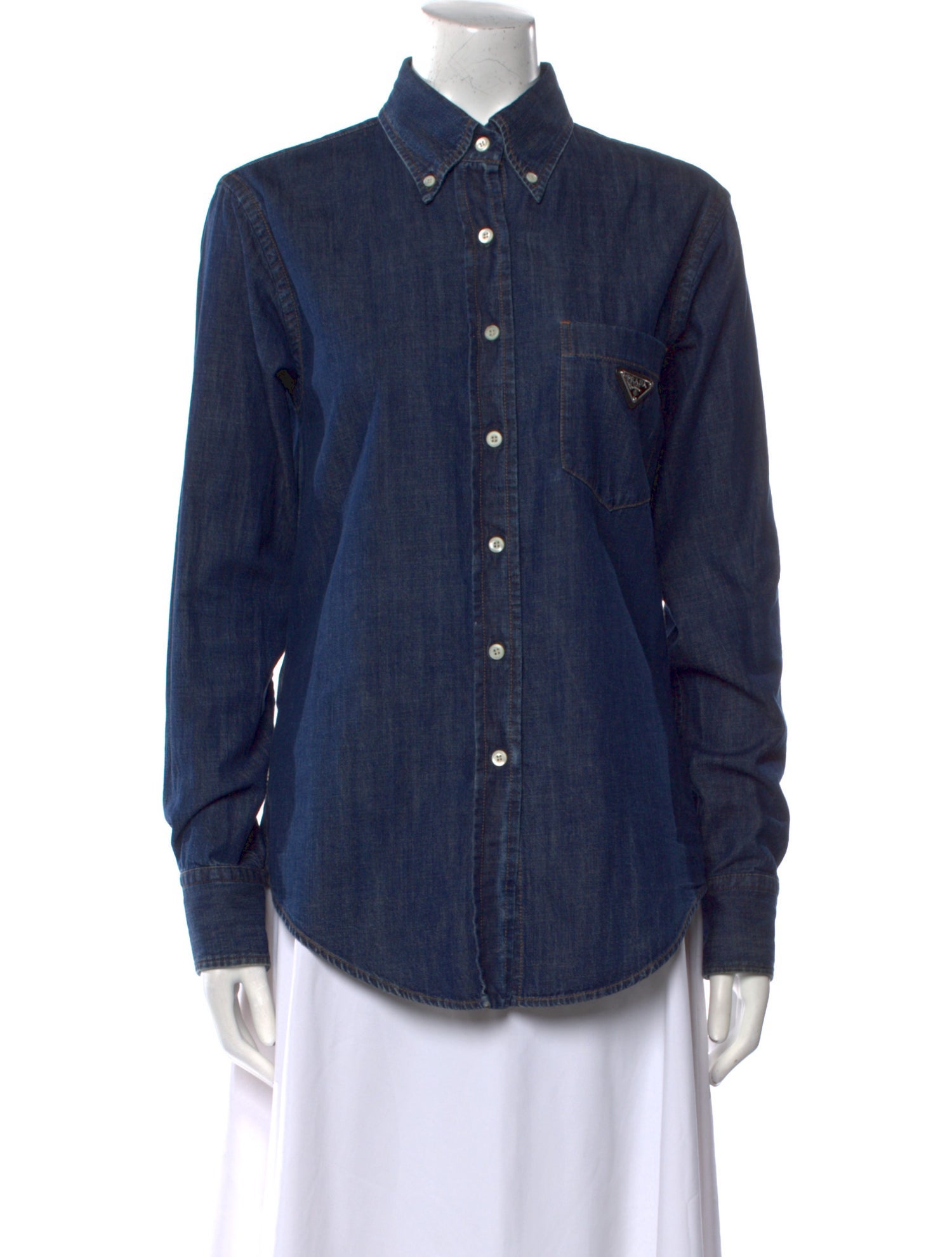 Prada 2018 Long Sleeve Button-Up Top