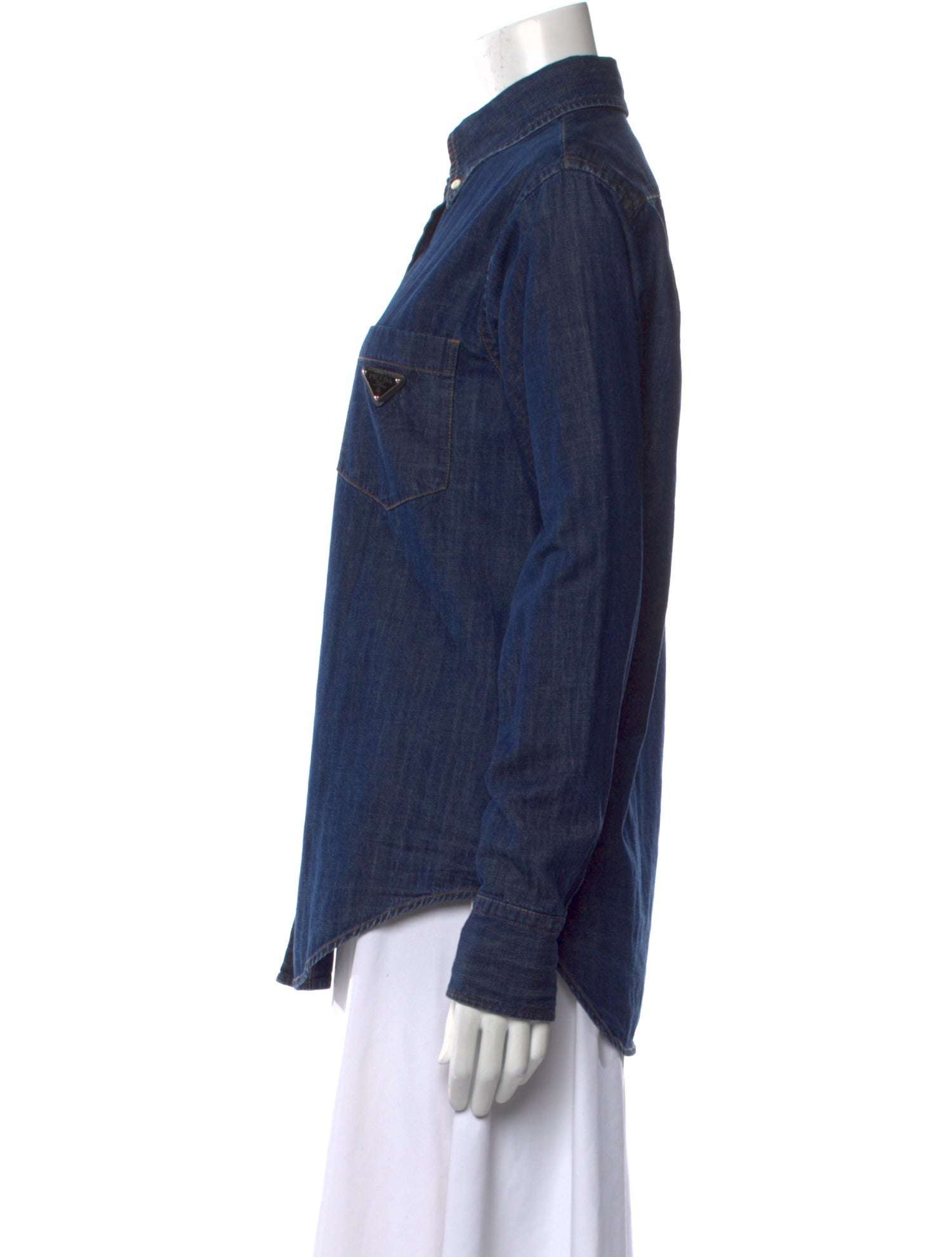 Prada 2018 Long Sleeve Button-Up Top