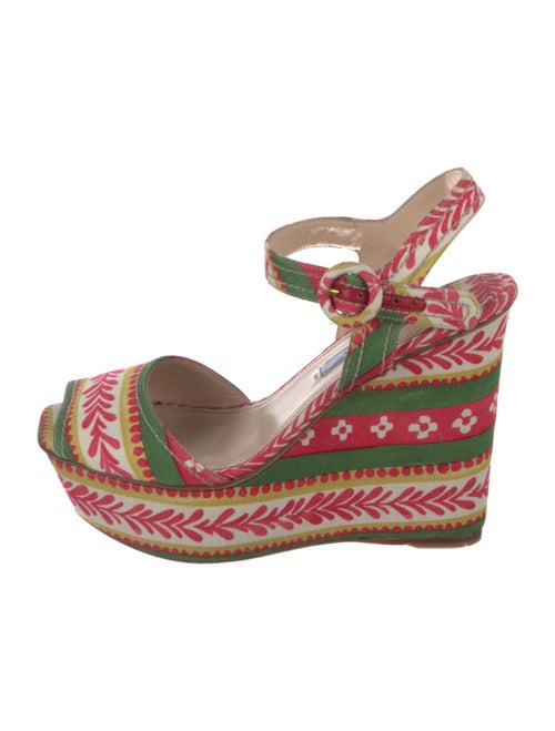 Prada Canvas Printed Slingback Pumps