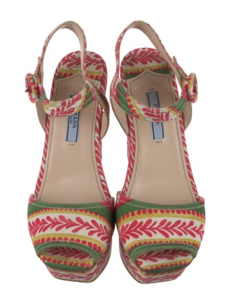 Prada Canvas Printed Slingback Pumps