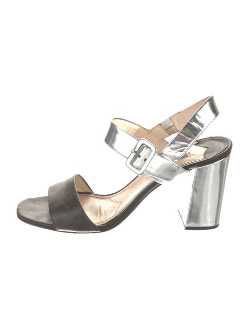Prada Leather Colorblock Pattern Slingback Sandals