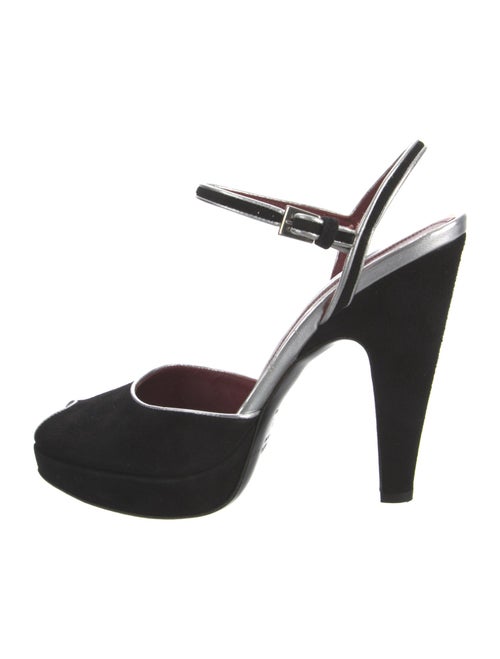 Prada Suede Leather Trim Embellishment Sandals