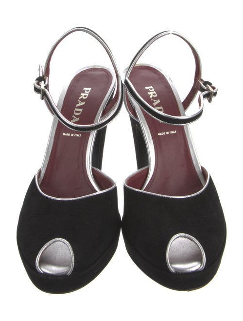 Prada Suede Leather Trim Embellishment Sandals