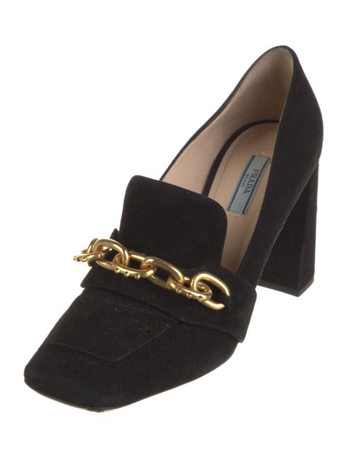 Prada Suede Chain-Link Accents Pumps