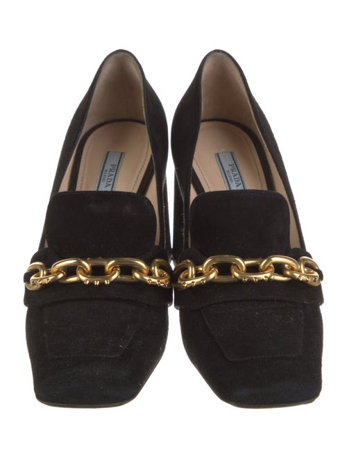 Prada Suede Chain-Link Accents Pumps