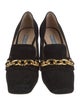 Prada Suede Chain-Link Accents Pumps