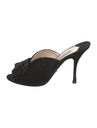 Prada Suede Bow Accents Mules