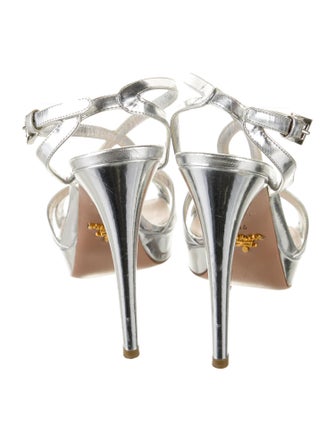 Prada Patent Leather Printed T-Strap Pumps