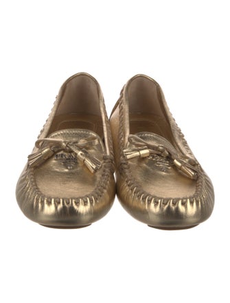 Prada Leather Bow Accents Loafers