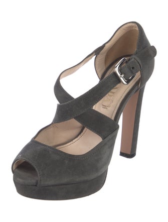Prada Suede T-Strap Pumps