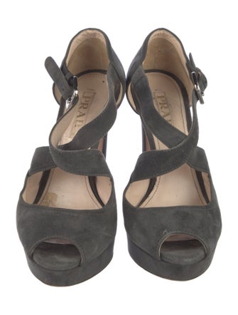 Prada Suede T-Strap Pumps