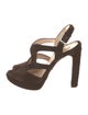 Prada Suede Fur Trim Slingback Sandals