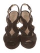 Prada Suede Fur Trim Slingback Sandals